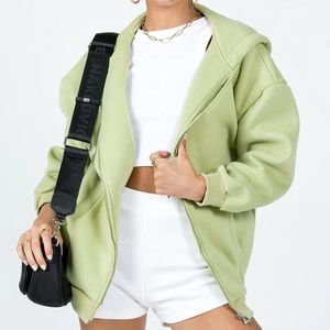 princess polly oversized green zip-up